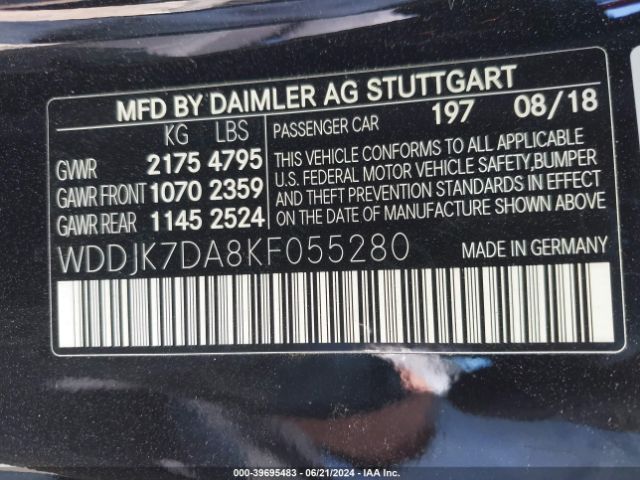 WDDJK7DA8KF055280 Mercedes-Benz SL 550