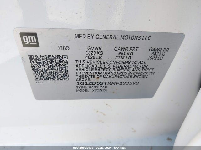 Chevrolet MALIBU LT 2024 1G1ZD5STXRF133593 Image 9