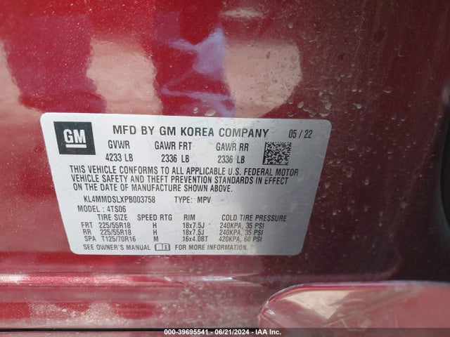 39695541 :رقم المزاد ، KL4MMDSLXPB003758 vin ، 2023 Buick Encore Gx Select Fwd مزاد بيع