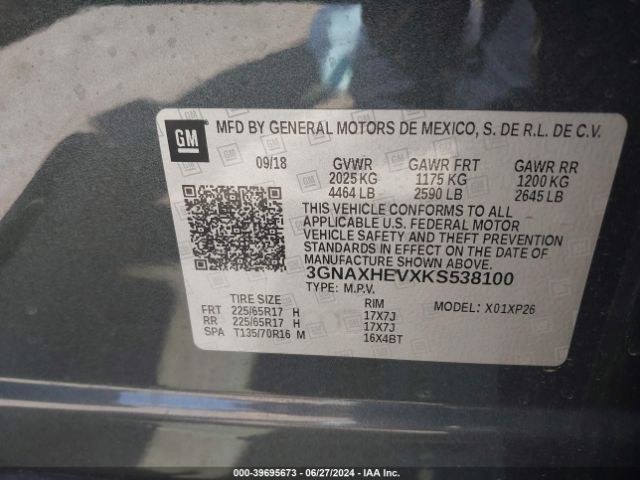 3GNAXHEVXKS538100 Chevrolet EQUINOX LS