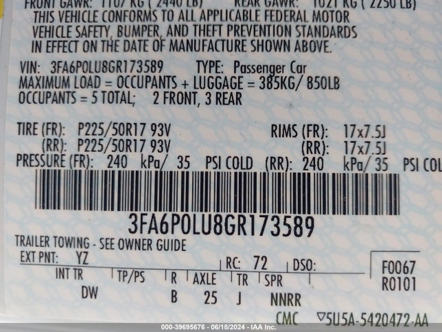 Ford Fusion Hybrid Se 2016 3FA6P0LU8GR173589 Image 9