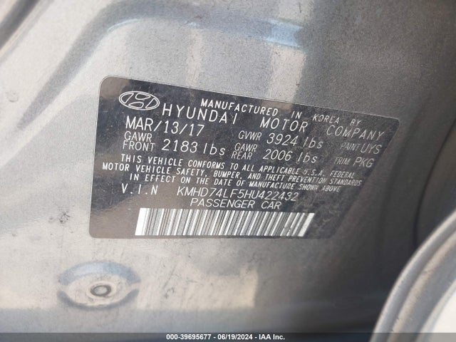 Hyundai ELANTRA SE 2017 KMHD74LF5HU422432 Image 9