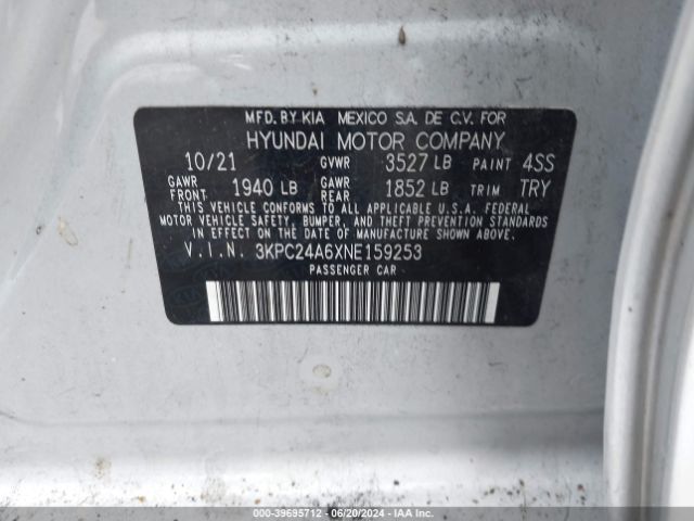 3KPC24A6XNE159253 Hyundai ACCENT SE