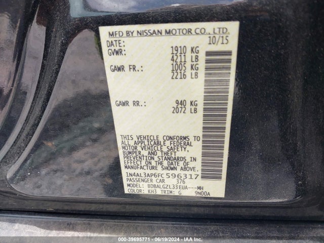 Nissan Altima 2.5 S 2015 1N4AL3AP6FC596317 Image 9