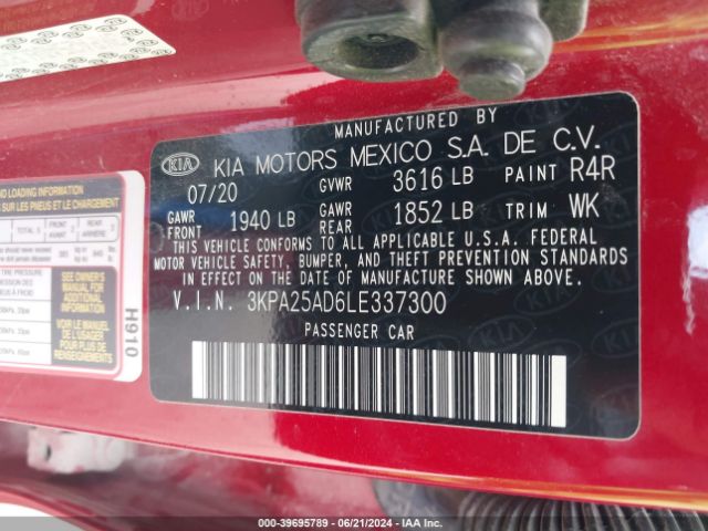 3KPA25AD6LE337300 KIA Rio 5-door S