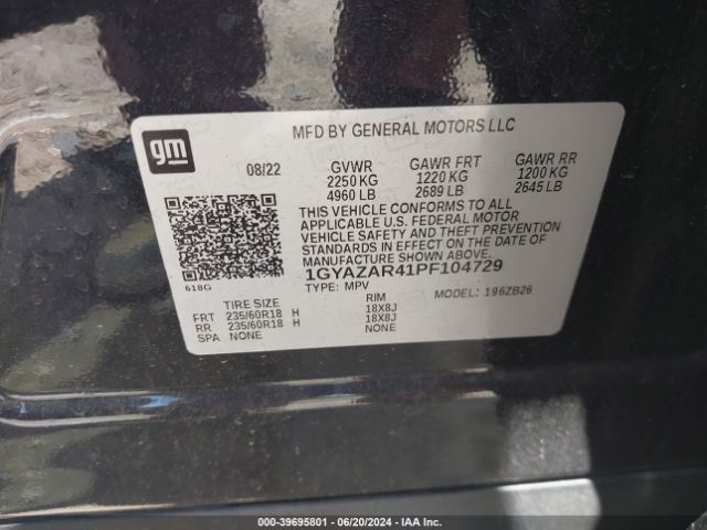 1GYAZAR41PF104729 Cadillac Xt4 Fwd Luxury