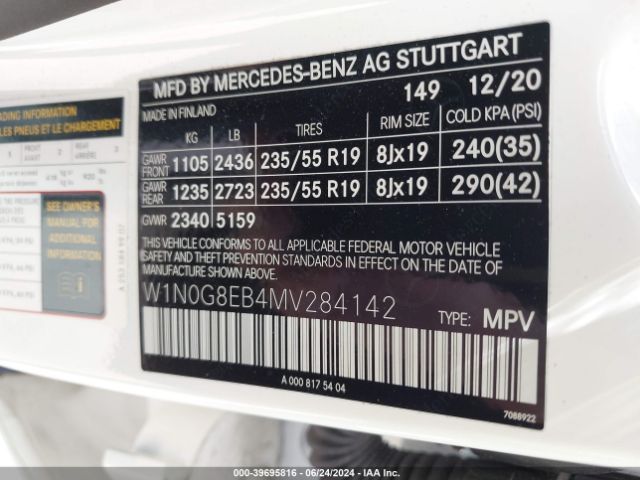 W1N0G8EB4MV284142 Mercedes-Benz Glc 300 4matic Suv