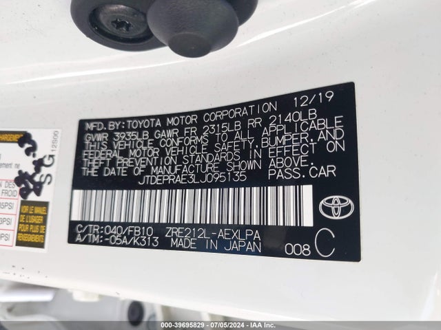 Toyota COROLLA LE 2020 JTDEPRAE3LJ095135 Image 9