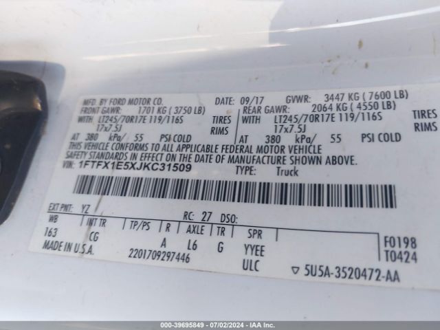 1FTFX1E5XJKC31509 Ford F-150 Xl