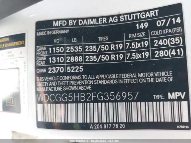 WDCGG5HB2FG356957 Mercedes-Benz GLK 350