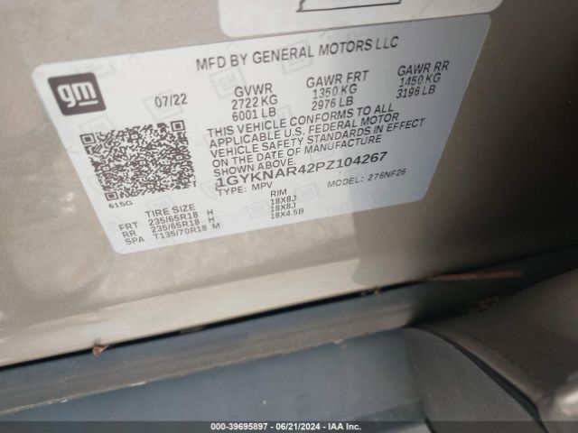 1GYKNAR42PZ104267 Cadillac Xt5 Fwd Luxury