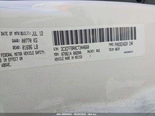 2012 FIAT 500 3C3CFFBR0CT340660 Photo 8
