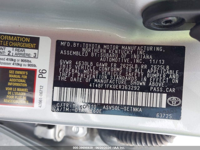 Toyota CAMRY LE 2014 4T4BF1FK0ER363292 Image 9