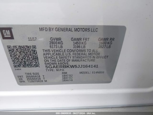 5GAERBKW5JJ164141 Buick Enclave Essence