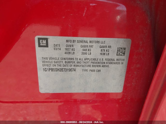 Chevrolet Cruze Ls Manual 2014 1G1PB5SH2E7319674 Image 9