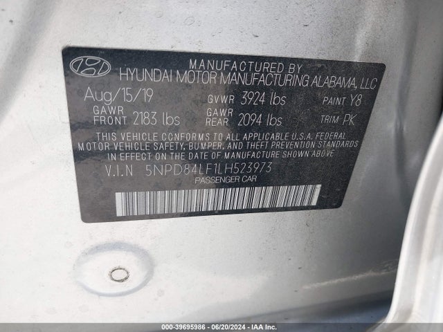 Hyundai ELANTRA SEL 2020 5NPD84LF1LH523973 Image 9