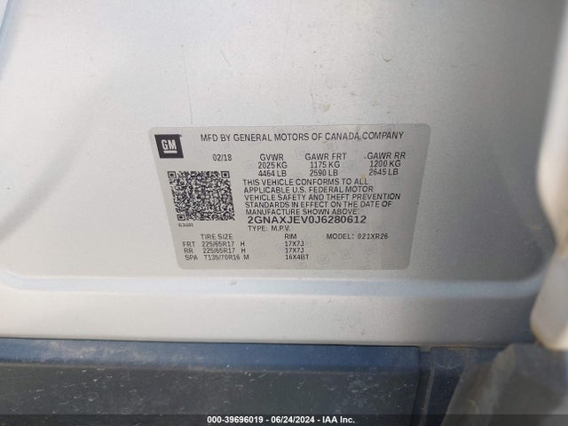 Chevrolet EQUINOX LT 2018 2GNAXJEV0J6280612 Image 9