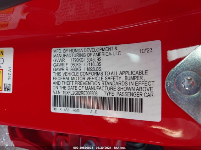19XFL2G82RE008808 Honda Civic Sport