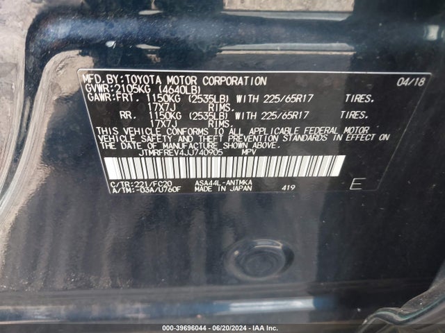 Toyota Rav4 Xle 2018 JTMRFREV4JJ740905 Image 9