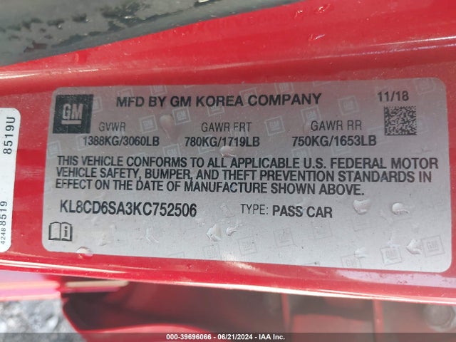 Chevrolet Spark 1lt Cvt 2019 KL8CD6SA3KC752506 Image 9