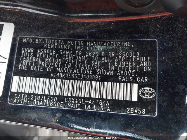 Toyota Avalon Xle Premium 2014 4T1BK1EB5EU108094 Image 9