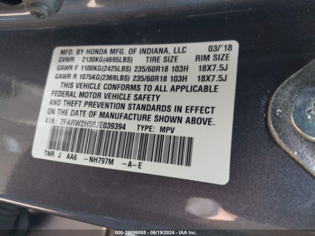 7FARW2H58JE039394 Honda CR-V EX