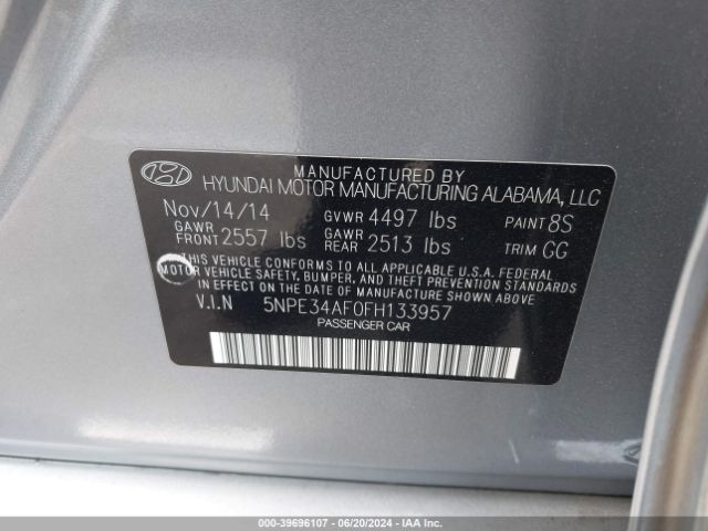 5NPE34AF0FH133957 Hyundai Sonata Sport