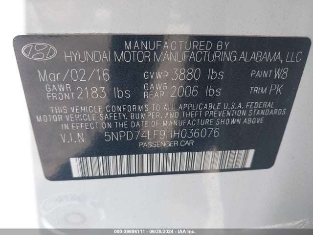 Hyundai ELANTRA SE 2017 5NPD74LF9HH036076 Image 9