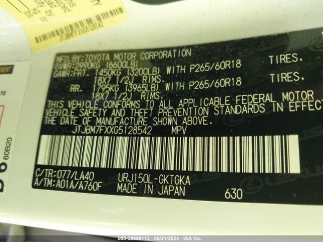 JTJBM7FXXG5128542 Lexus 460