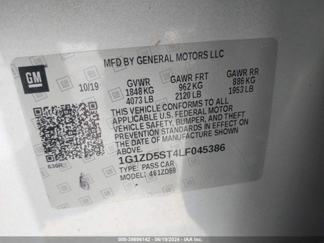 1G1ZD5ST4LF045386 Chevrolet Malibu Fwd Lt