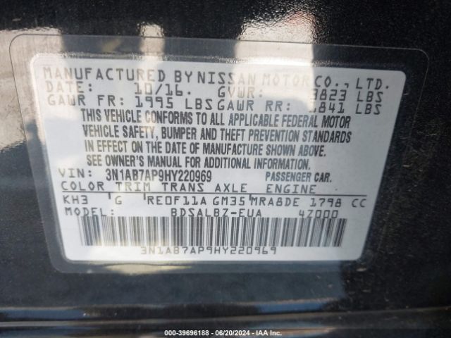 3N1AB7AP9HY220969 Nissan SENTRA S