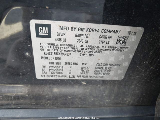 KL4CJ1SBXKB954237 Buick Encore Fwd Sport Touring