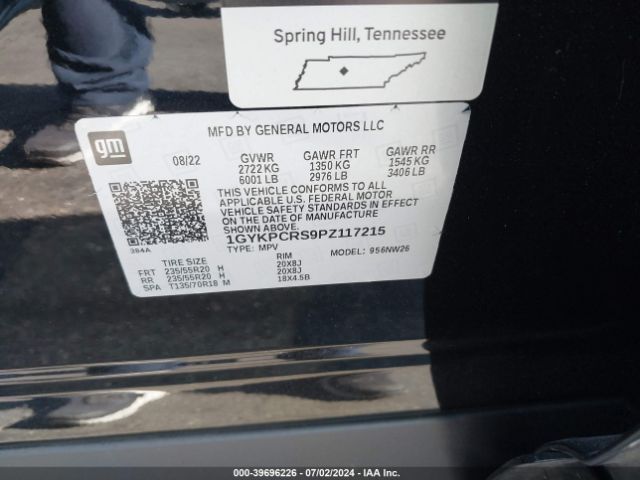 1GYKPCRS9PZ117215 Cadillac Xt6 Fwd Premium Luxury