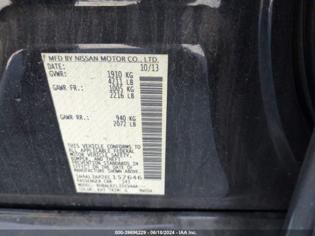 1N4AL3AP2EC157646 Nissan Altima 2.5 S