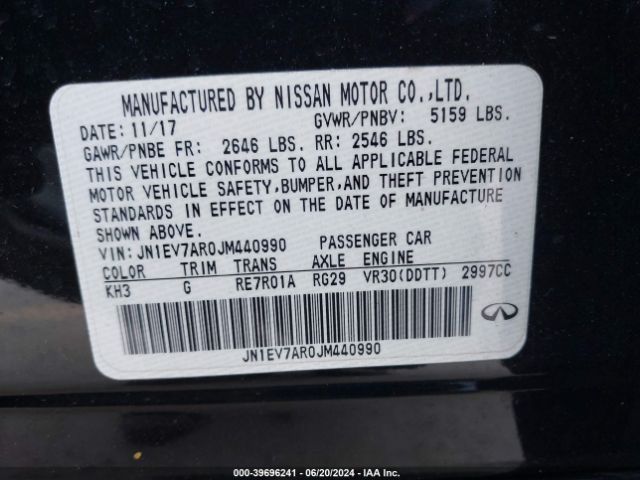 JN1EV7AR0JM440990 Infiniti Q50 3.0t Luxe