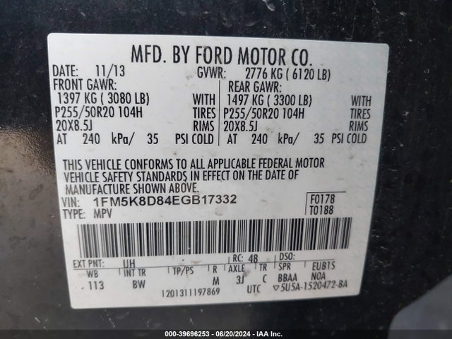 Ford EXPLORER XLT 2014 1FM5K8D84EGB17332 Image 9