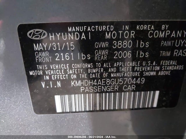 Hyundai ELANTRA SE 2016 KMHDH4AE8GU570449 Image 9