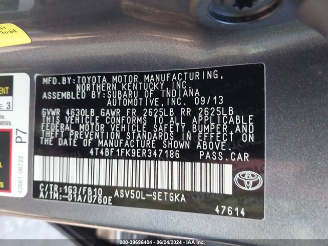 Toyota CAMRY XLE 2014 4T4BF1FK9ER347186 Image 9