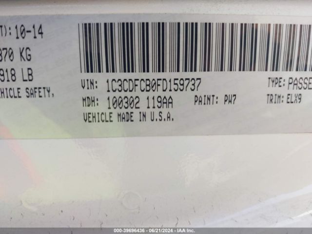 1C3CDFCB0FD159737 Dodge Dart Limited