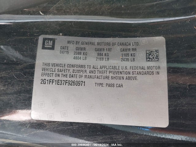 Chevrolet Camaro 2lt 2015 2G1FF1E37F9260971 Image 9