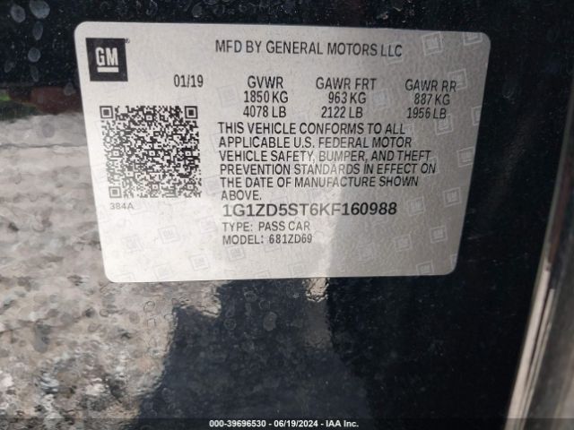 1G1ZD5ST6KF160988 Chevrolet MALIBU LT