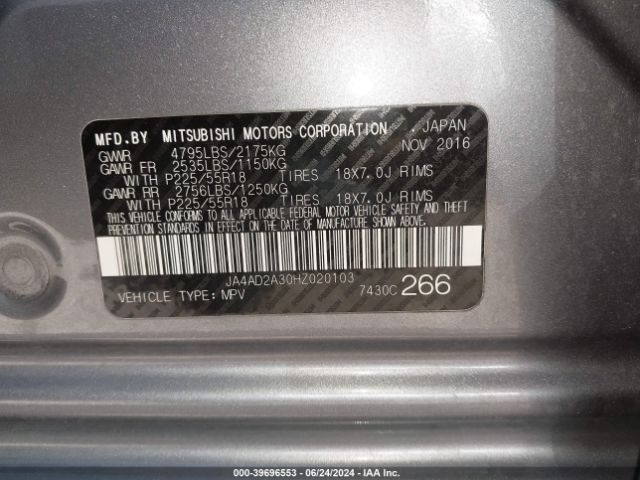 JA4AD2A30HZ020103 Mitsubishi Outlander Es