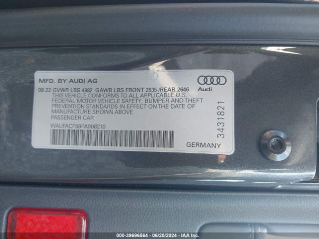 WAUFACF59PA008210 Audi A5 Sportback Premium Plus 45 Tfsi S Line Quattro S Tronic