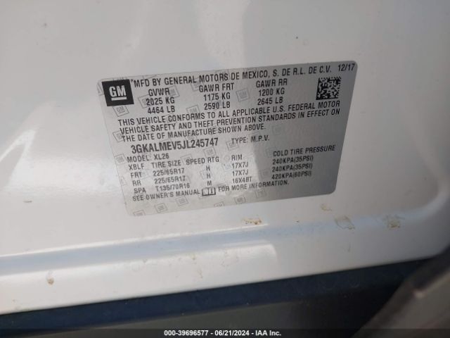 3GKALMEV5JL245747 GMC Terrain Sle