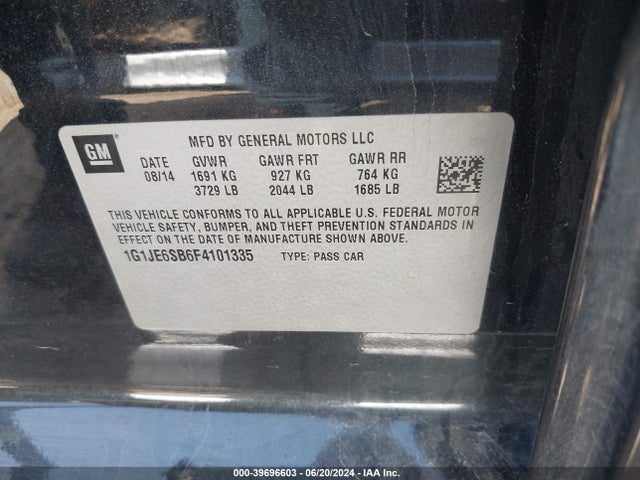 Chevrolet Sonic Ltz Auto 2015 1G1JE6SB6F4101335 Image 9