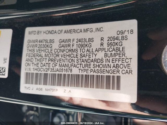 1HGCV2F35JA051678 Honda Accord Sport 2.0t