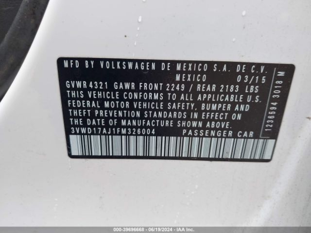 3VWD17AJ1FM326004 Volkswagen Jetta 1.8t Sport