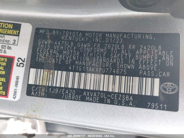 Toyota CAMRY SE 2023 4T1G11AKXPU774675 Image 9