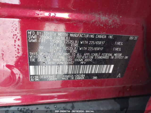 Toyota RAV4 LE 2021 2T3H1RFV6MW104467 Image 9