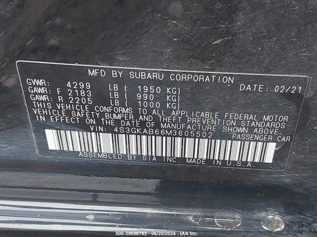 Subaru IMPREZA SEDAN 2021 4S3GKAB66M3605502 Image 9